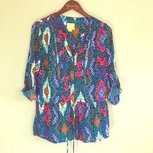 Maeve Anthropologie colorful print blouse size 4